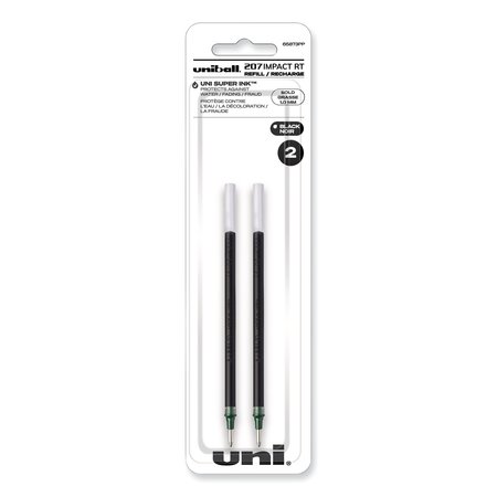 UNI-BALL Refill for uni-ball Gel 207 IMPACT RT RB Pens, Bold Pt, Blk Ink, PK2 65873PP